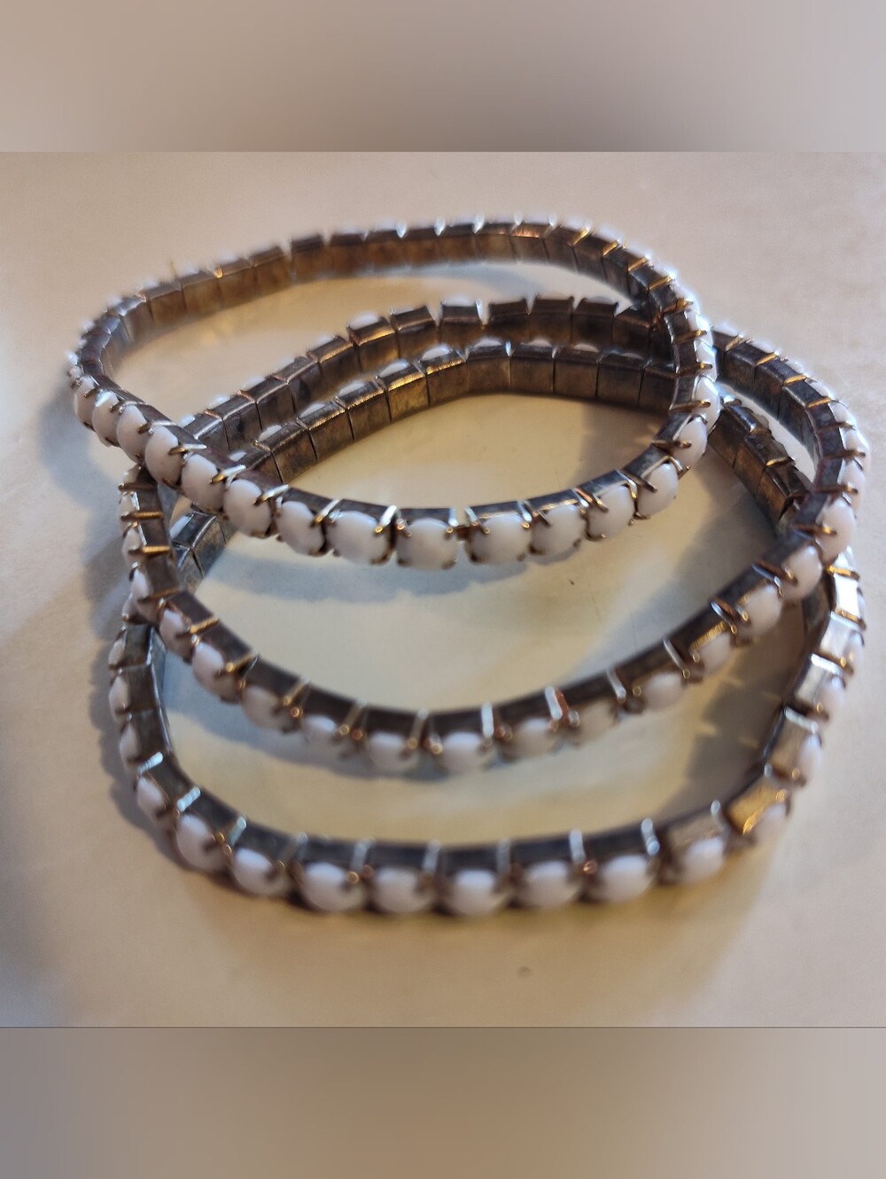 White Bead Stretch Bracelet Set